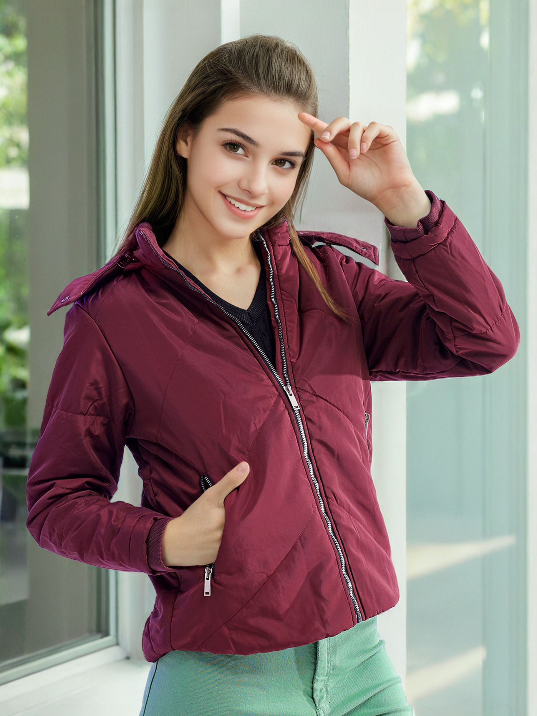 Women's Quilted Jacket With Fur Insert