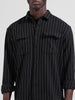 Men's Black Relaxed Fit Striped Casual Shirt