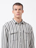 Men's Black Relaxed Fit Striped Casual Shirt