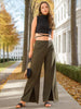 Women's Solid Flared Pants With Slit