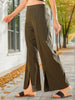 Women's Solid Flared Pants With Slit