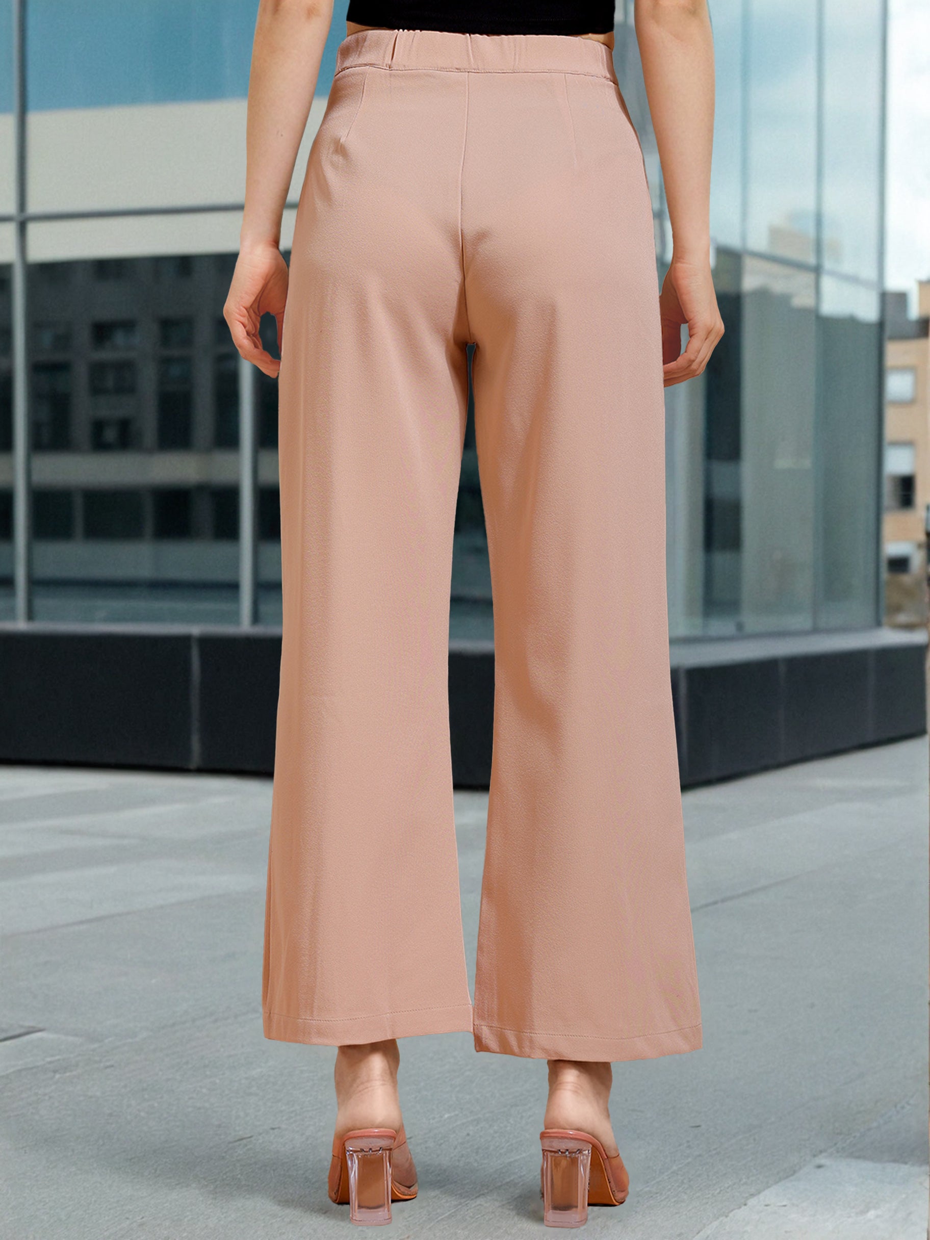 Women's Solid Flared Pants With Slit