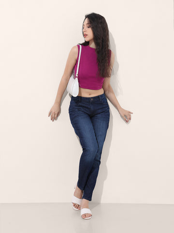 Women's Blue Slim Fit Casual Jeans