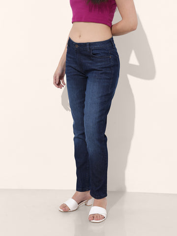 Women's Blue Slim Fit Casual Jeans