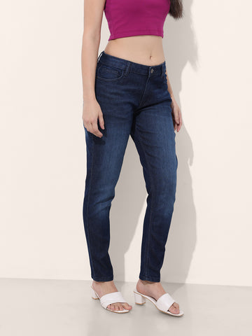 Women's Blue Slim Fit Casual Jeans