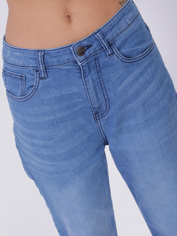 Women's Blue Straight Fit Casual Jeans