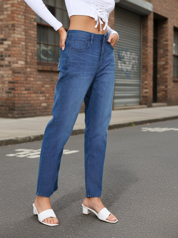 Women's Blue Straight Fit Casual Jeans