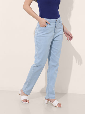 Women's Blue Straight Fit Casual Jeans
