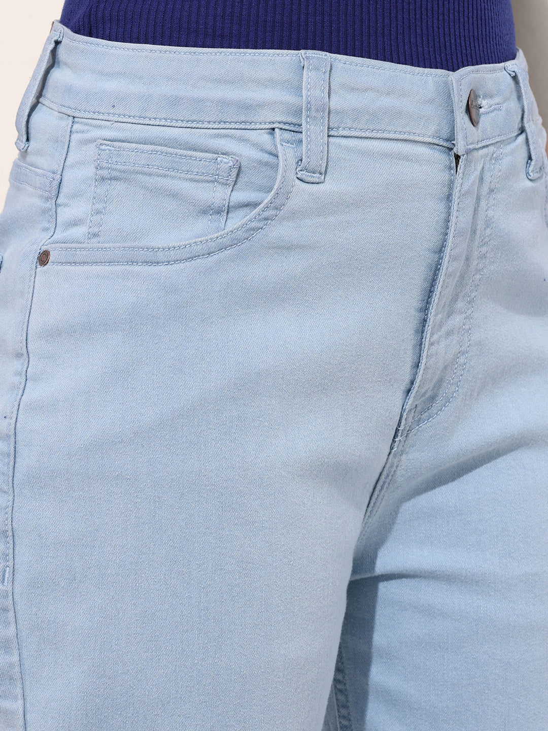 Women's Blue Straight Fit Casual Jeans