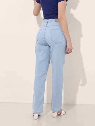Women's Blue Straight Fit Casual Jeans