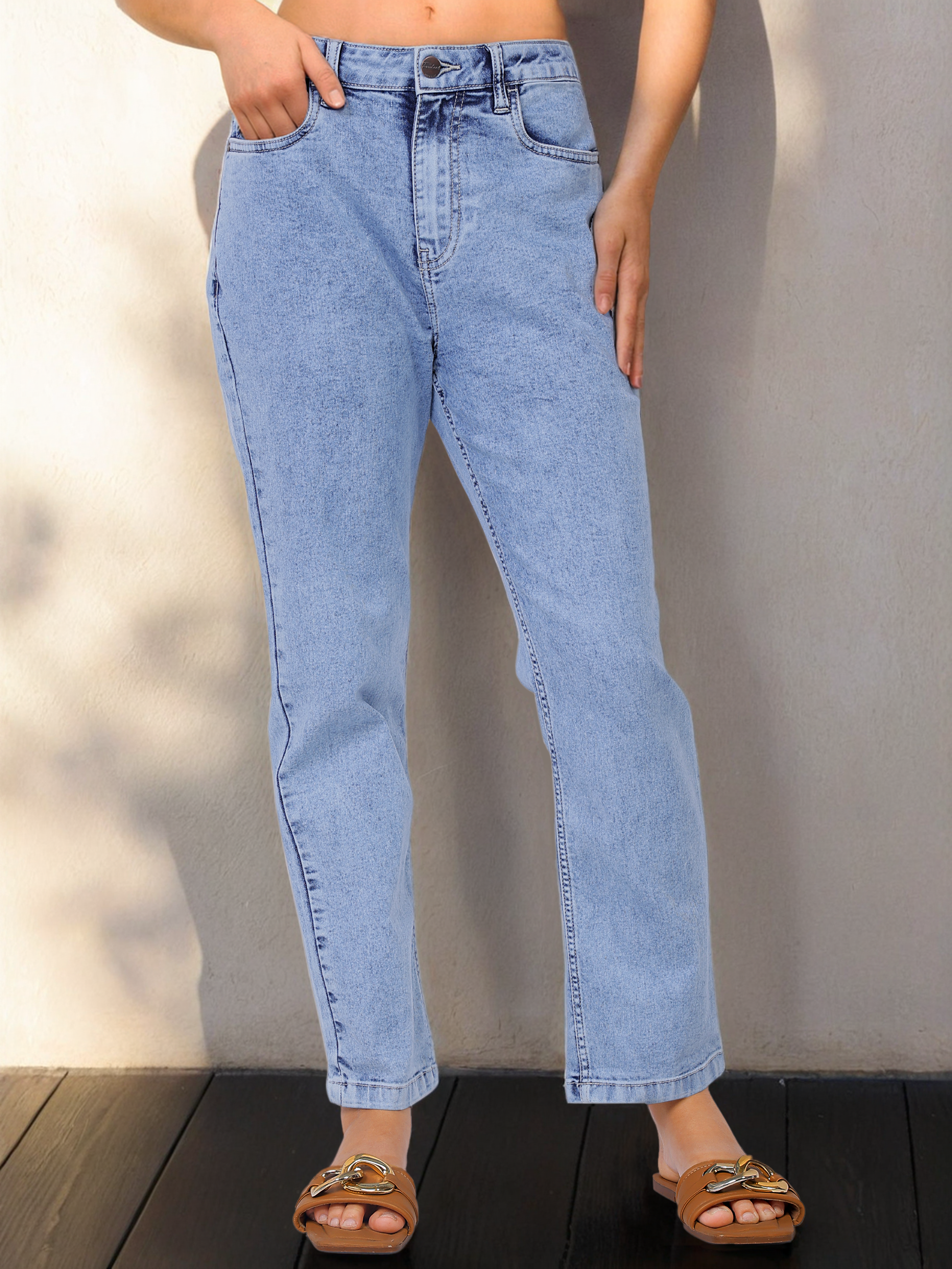 Women's Blue Straight Fit Street Jeans