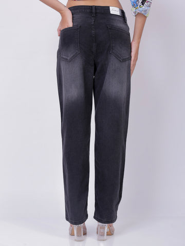 Women's Black Straight Fit Casual Jeans