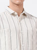 Men's Off White Relaxed Fit Striped Resort Wear Shirt