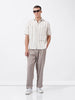 Men's Off White Relaxed Fit Striped Resort Wear Shirt