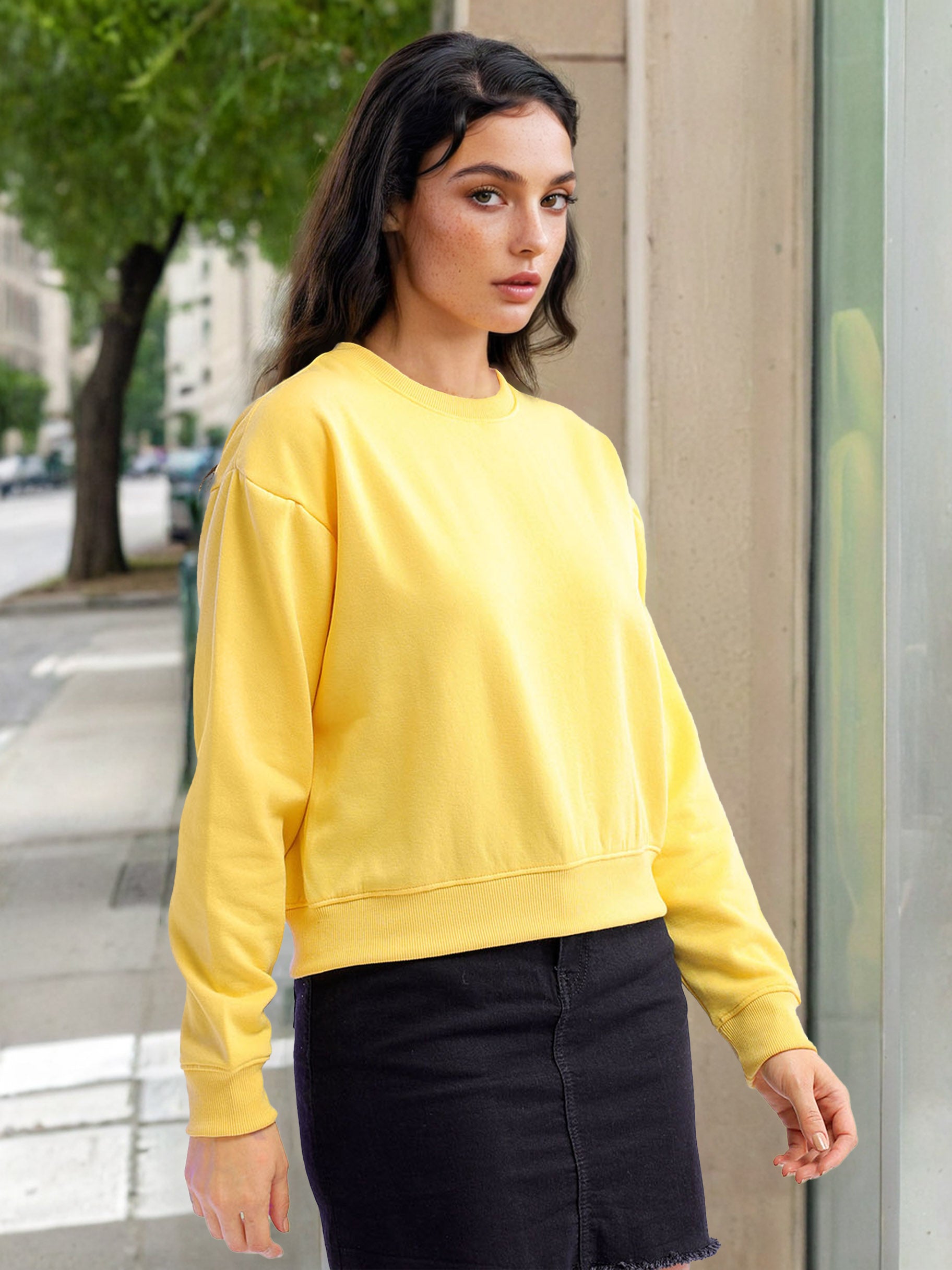 Women's Solid Regular Fit Sweatshirt