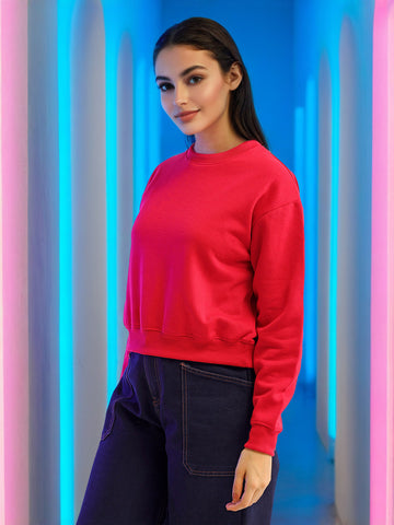 Women's Solid Regular Fit Sweatshirt