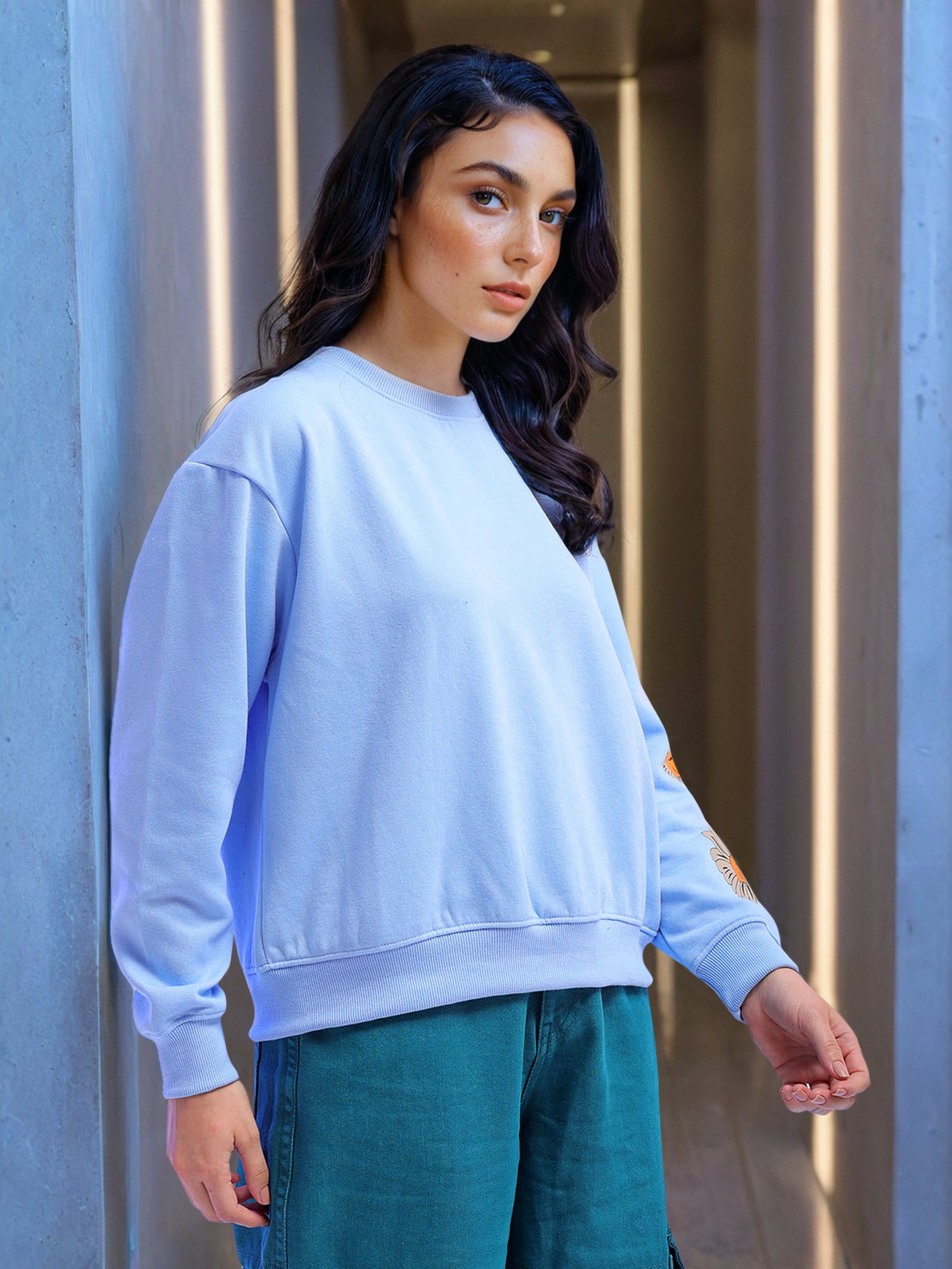 Women's Back Printed Regular Fit Sweatshirt