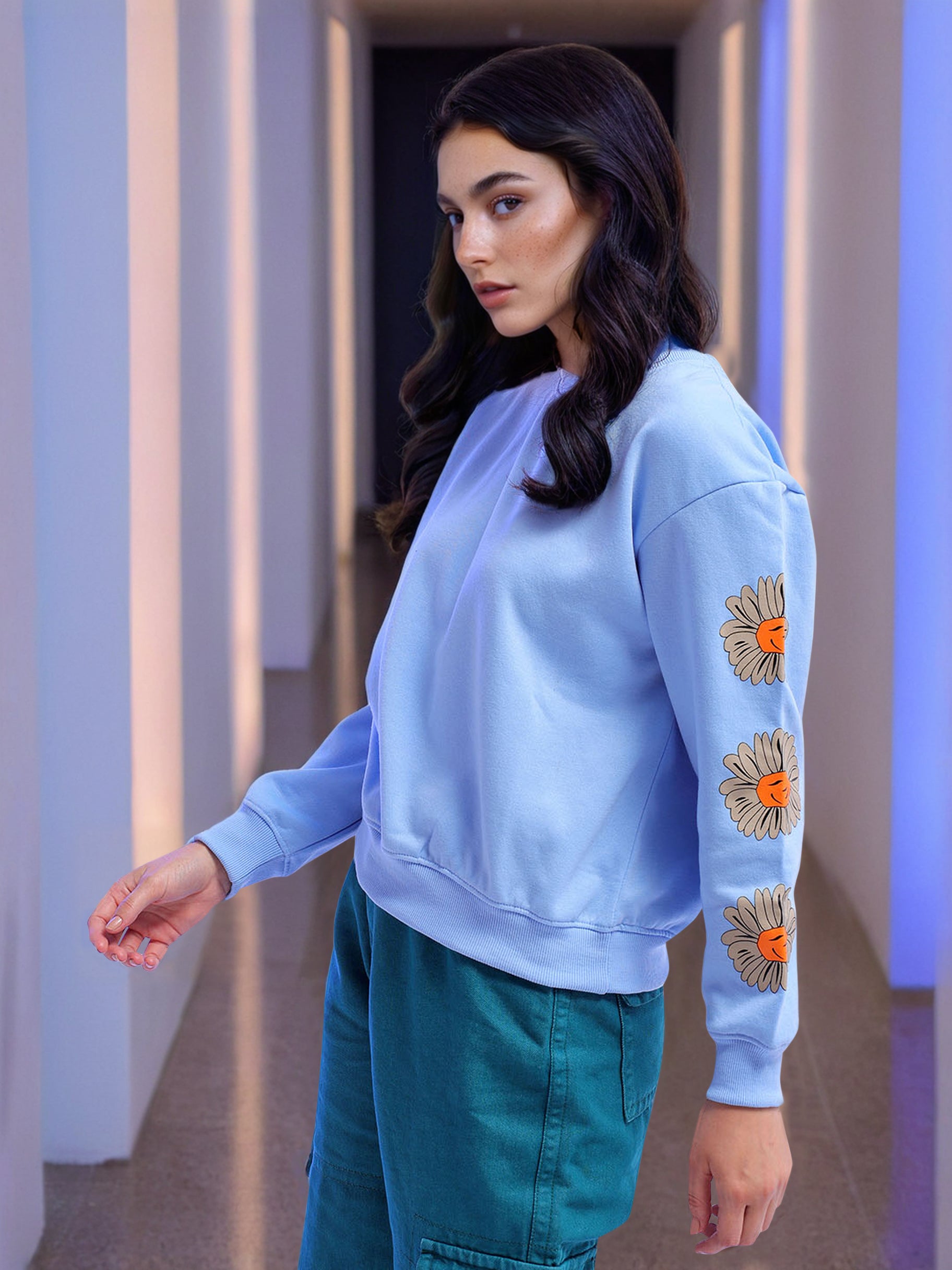 Women's Back Printed Regular Fit Sweatshirt