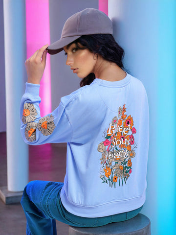 Women's Back Printed Regular Fit Sweatshirt