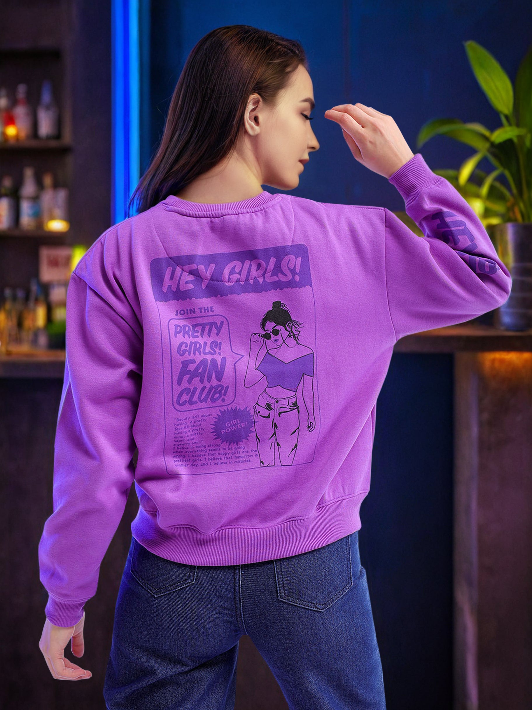 Women's Back Printed Regular Fit Sweatshirt