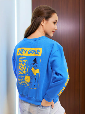 Women's Back Printed Regular Fit Sweatshirt