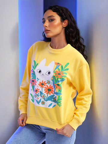 Women's Printed Regular Fit Sweatshirt