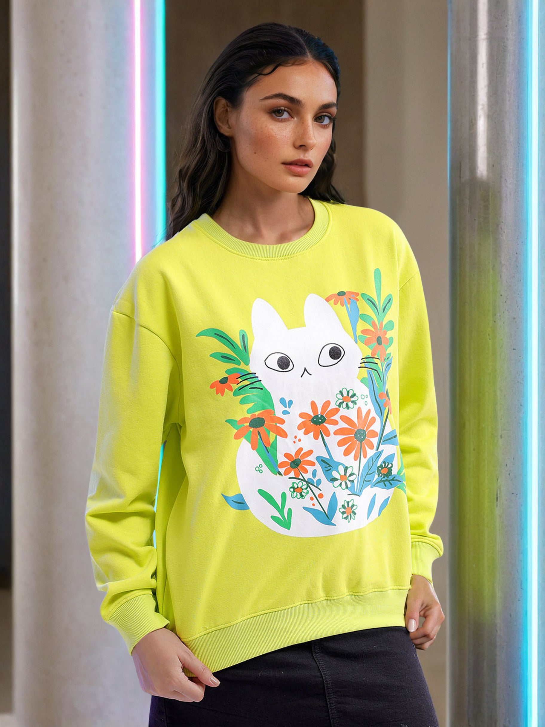 Women's Printed Regular Fit Sweatshirt