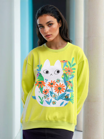 Women's Printed Regular Fit Sweatshirt