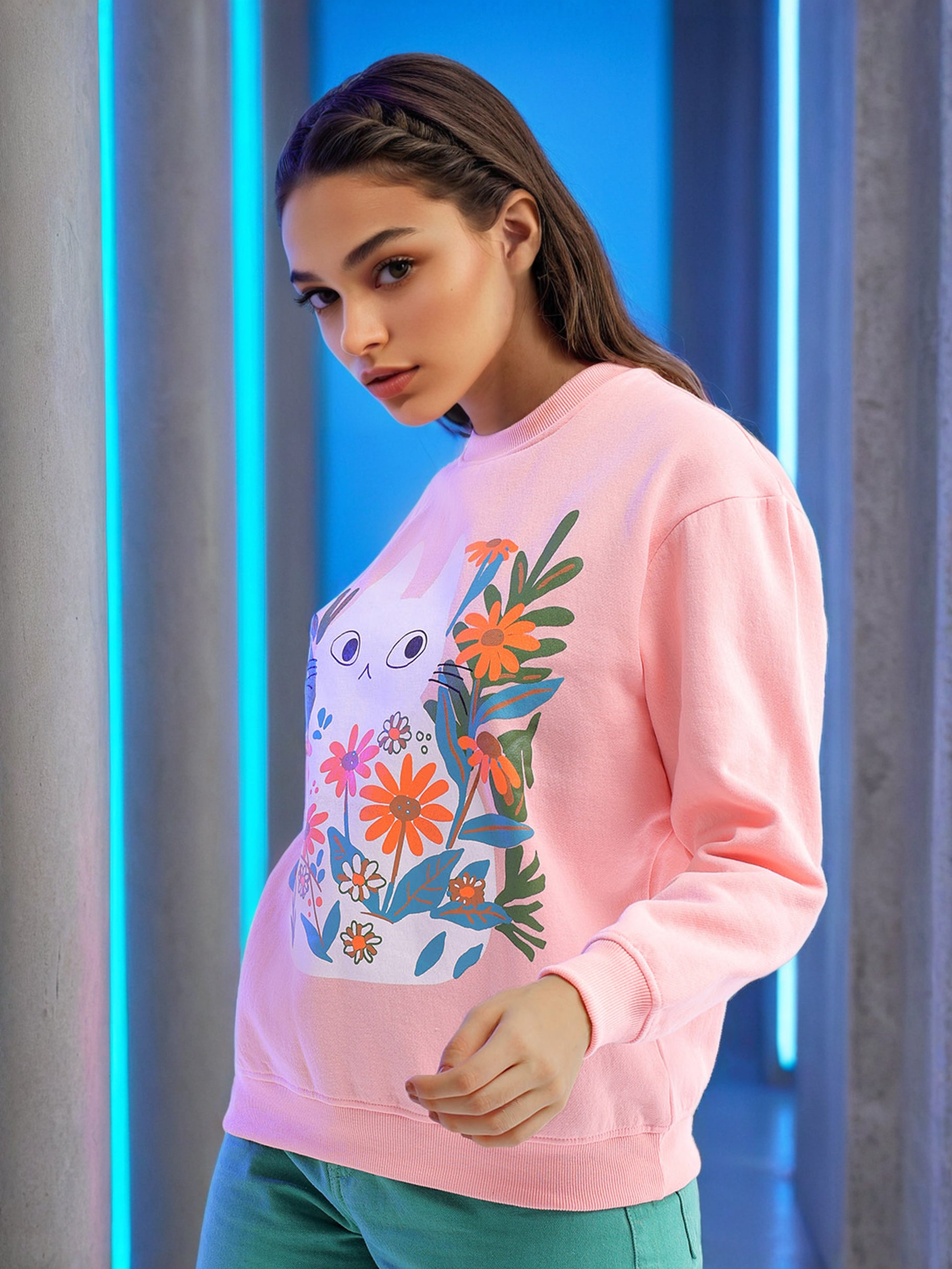 Women's Printed Regular Fit Sweatshirt