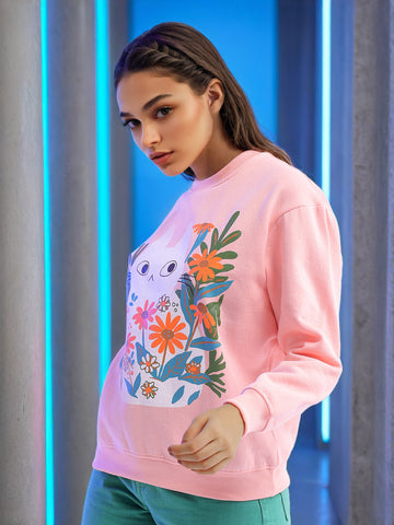 Women's Printed Regular Fit Sweatshirt