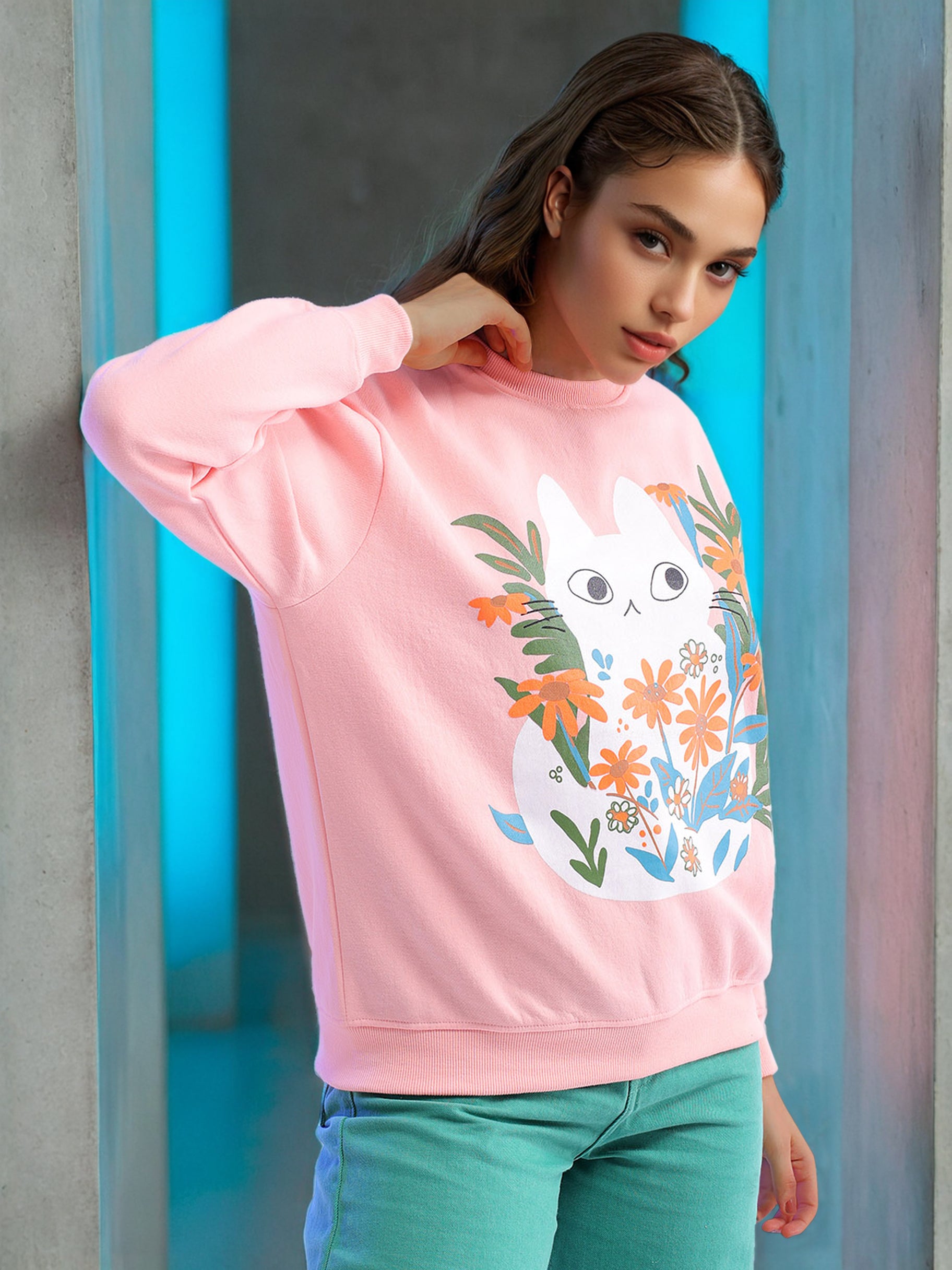 Women's Printed Regular Fit Sweatshirt