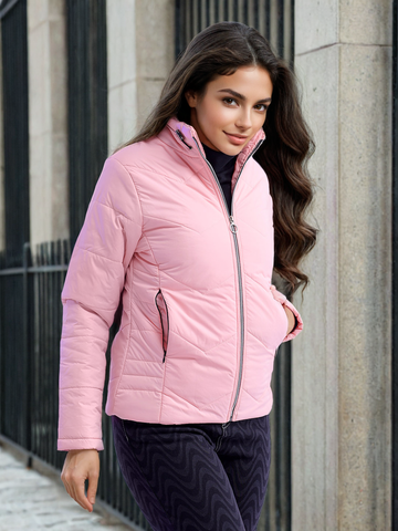 Women's High Neck Zip Front Puffer Jacket
