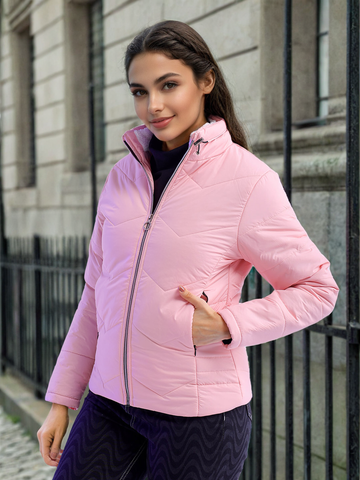 Women's High Neck Zip Front Puffer Jacket