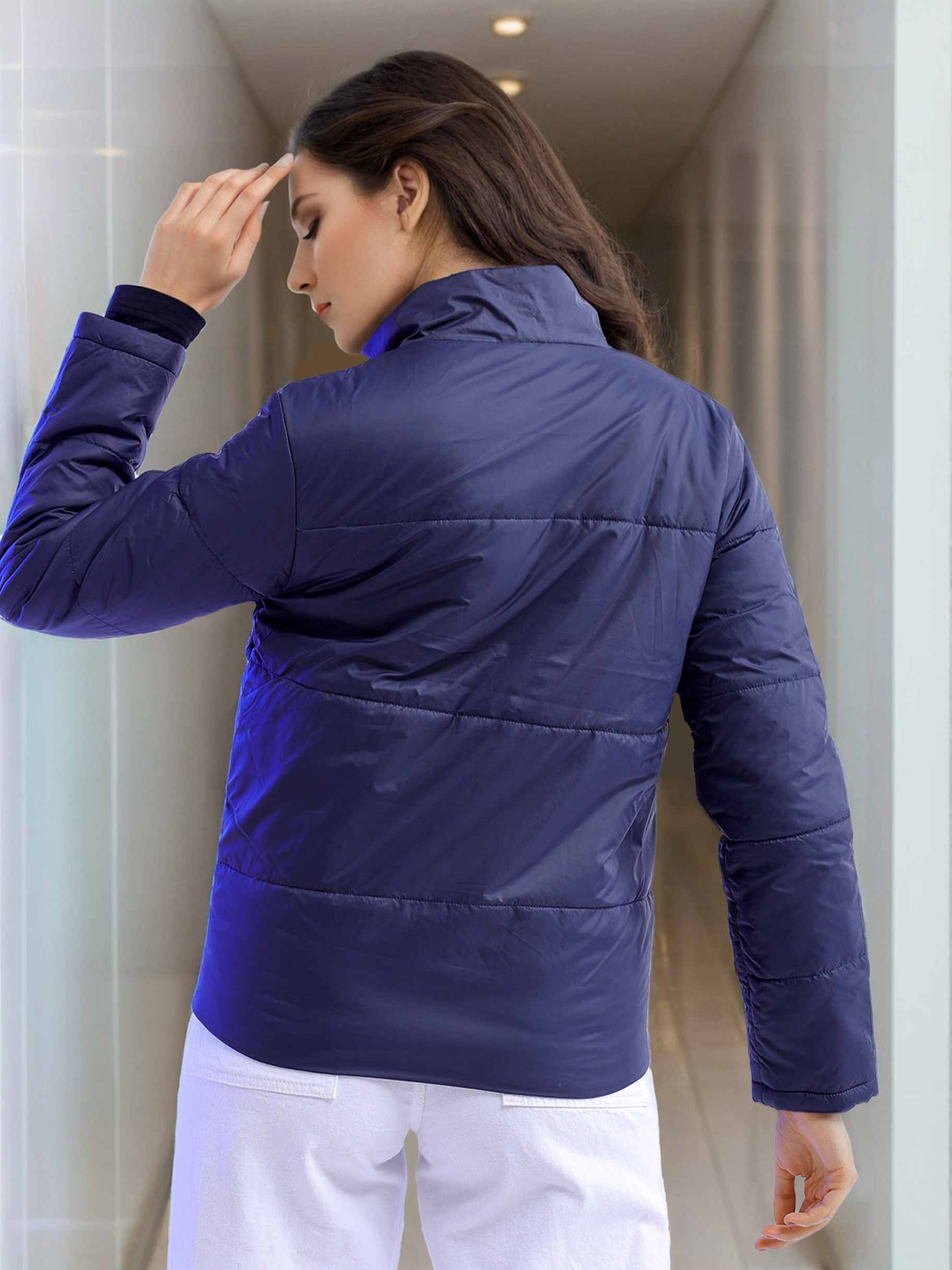 Women's High Neck Curved Jacket