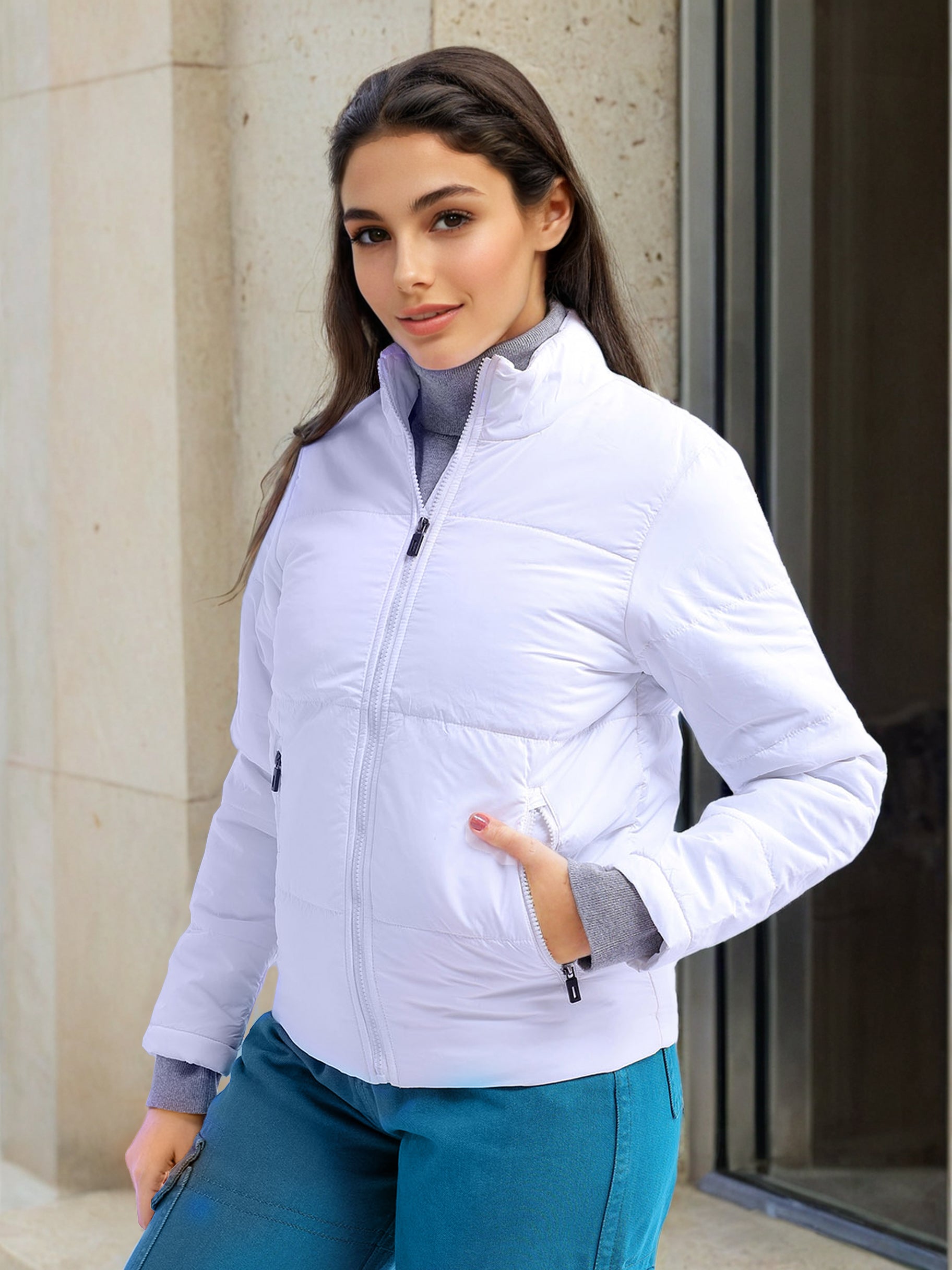 Women's High Neck Curved Jacket