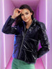 Women's Metallic Jacket With Detachable Hood