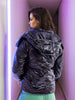 Women's Metallic Jacket With Detachable Hood