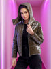 Women's Metallic Jacket With Detachable Hood