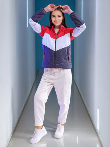 Women's Colorblock Detachable Hood Jacket
