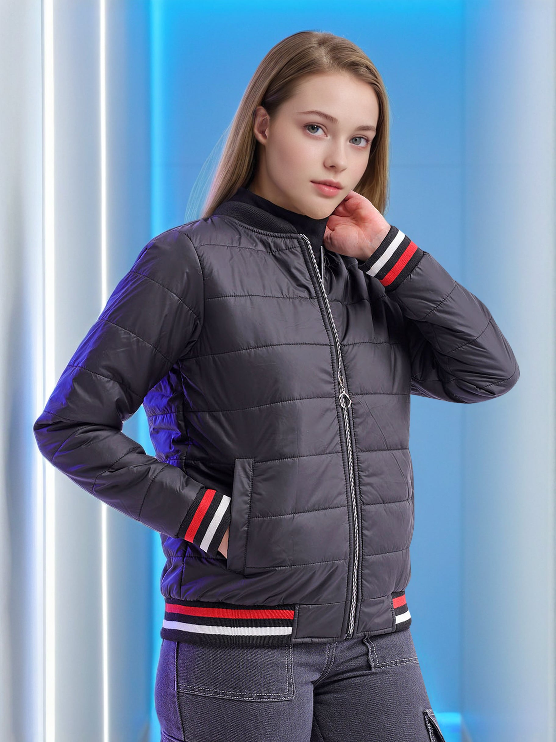 Women's Puffer Jacket With Rib