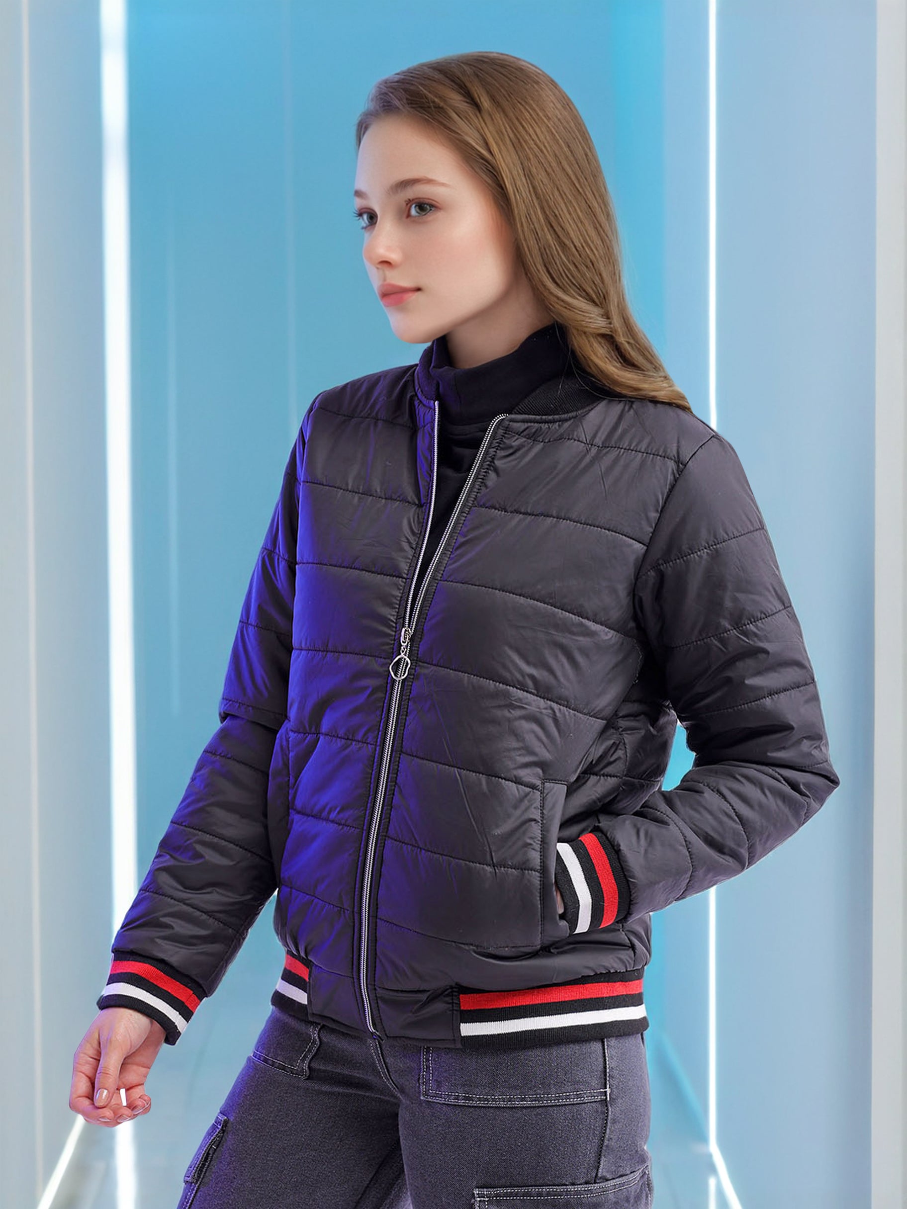 Women's Puffer Jacket With Rib
