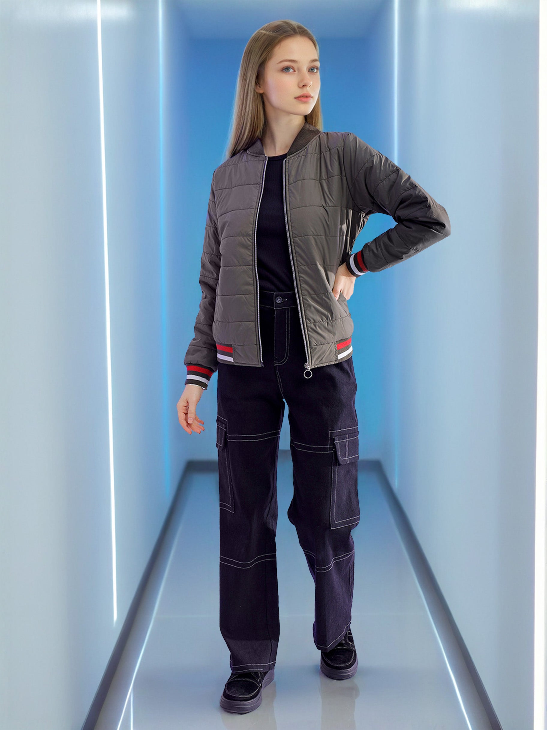 Women's Puffer Jacket With Rib