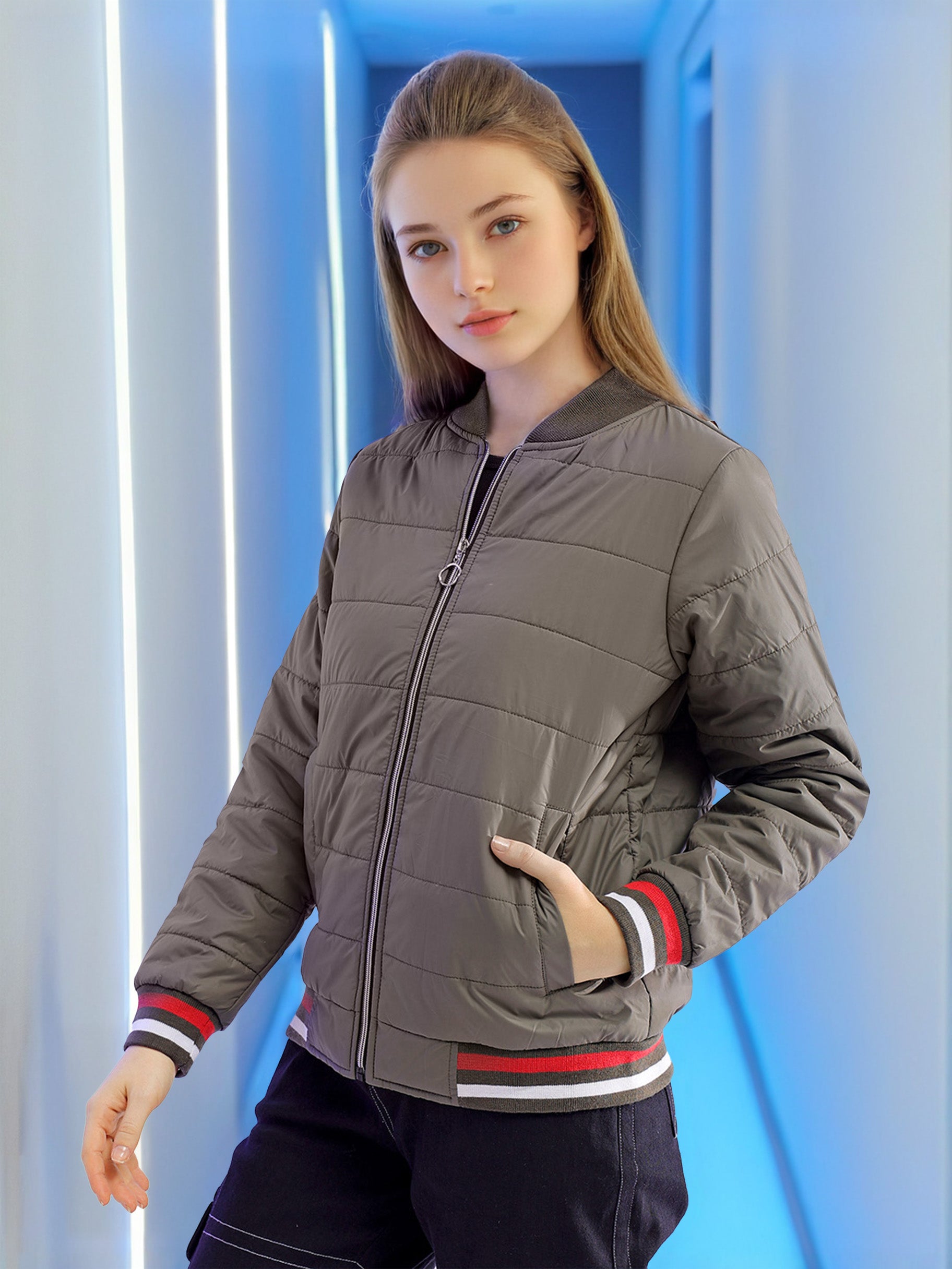 Women's Puffer Jacket With Rib