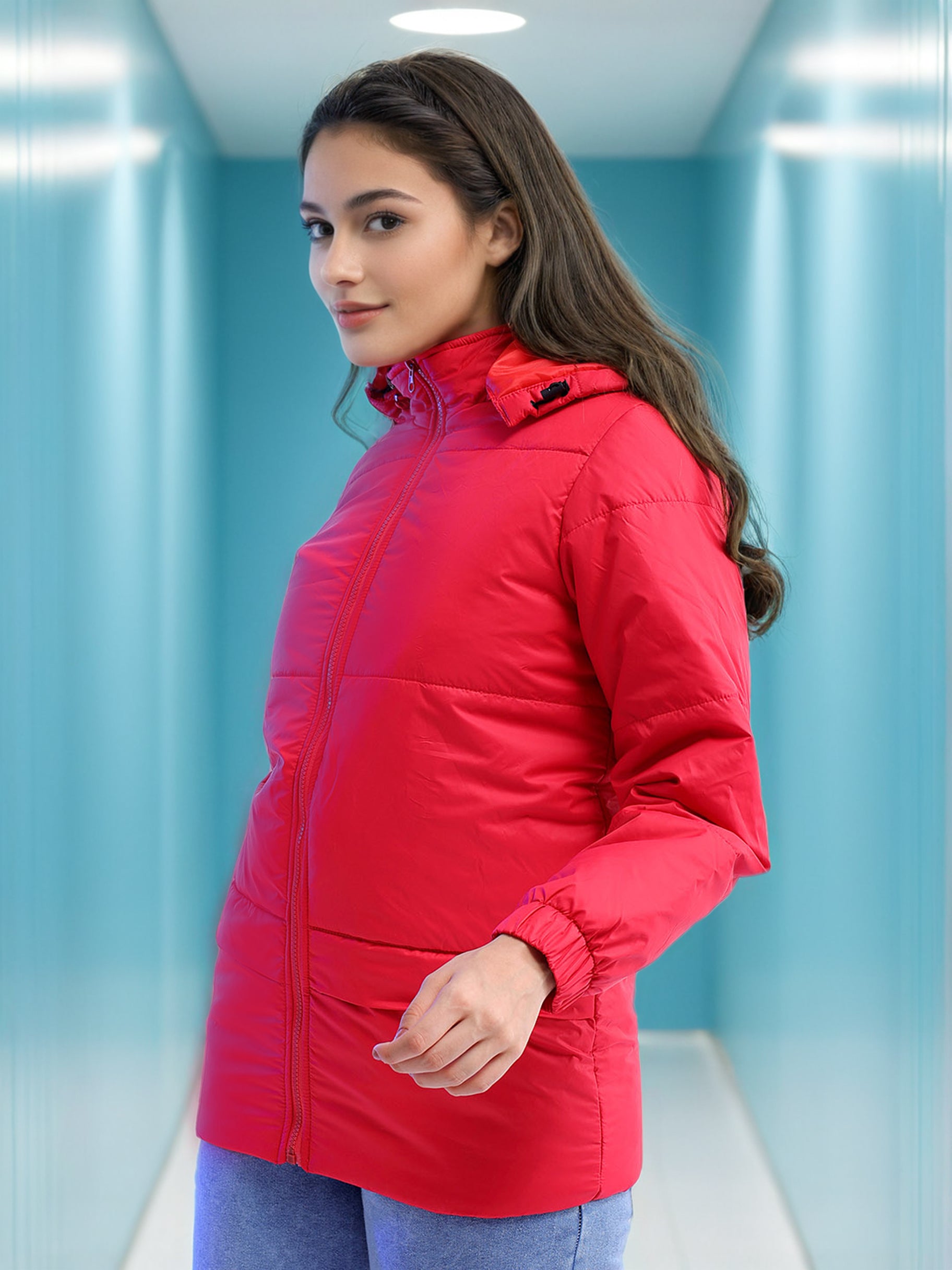 Women's Short Parka With Hood