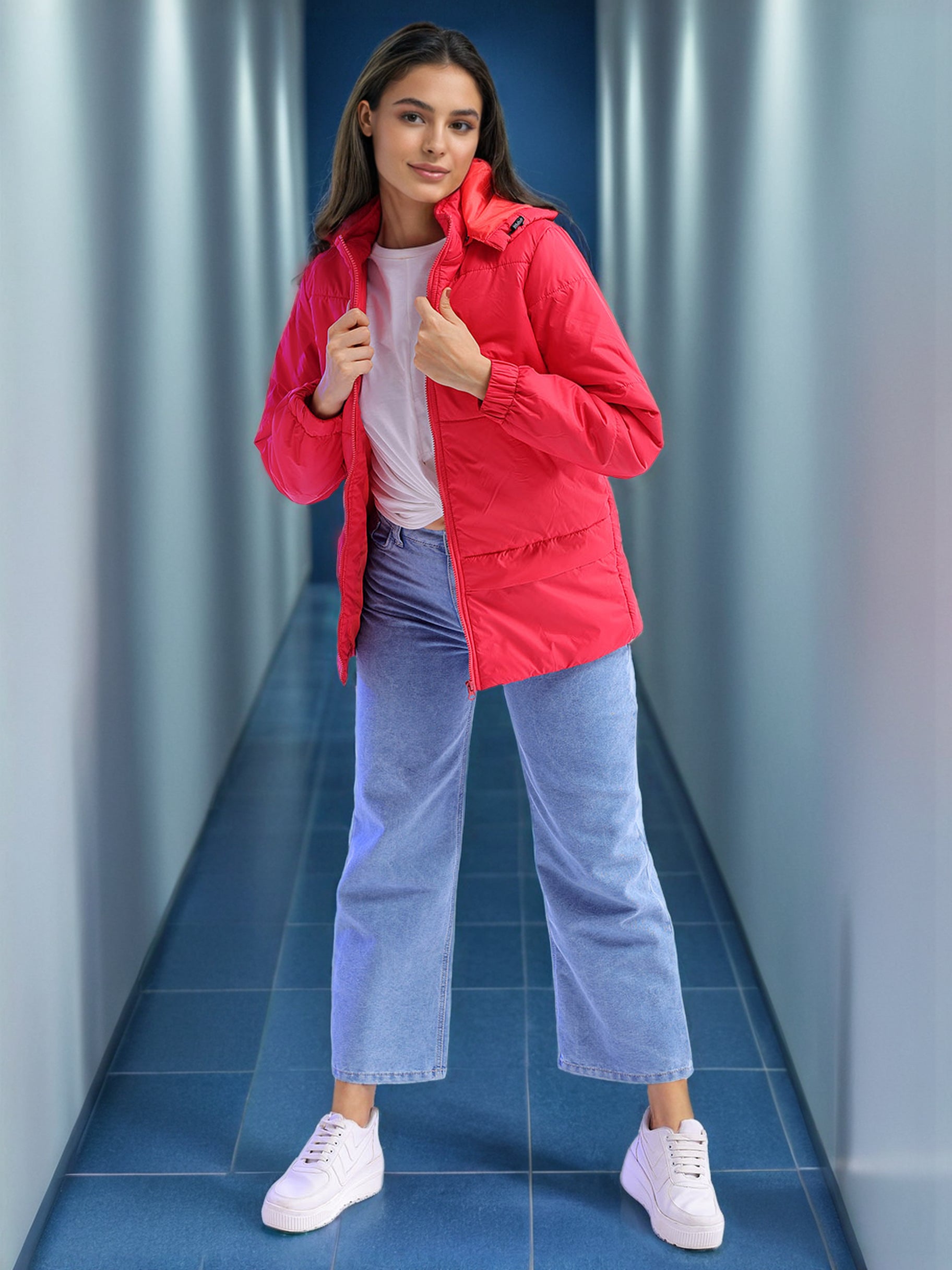 Women's Short Parka With Hood