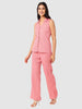 Women's Peach and Bootcut Fit Textured Shirt and Trousers Coordinates
