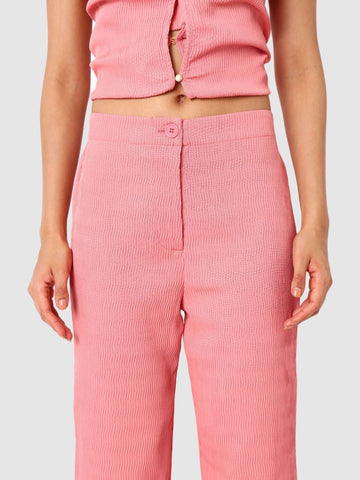 Women's Peach and Bootcut Fit Textured Shirt and Trousers Coordinates