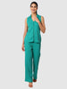 Women's Green and Bootcut Fit Textured Shirt and Trousers Coordinates