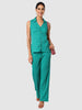 Women's Green and Bootcut Fit Textured Shirt and Trousers Coordinates