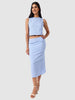 Women's Blue Textured Top and Skirt Coordinates
